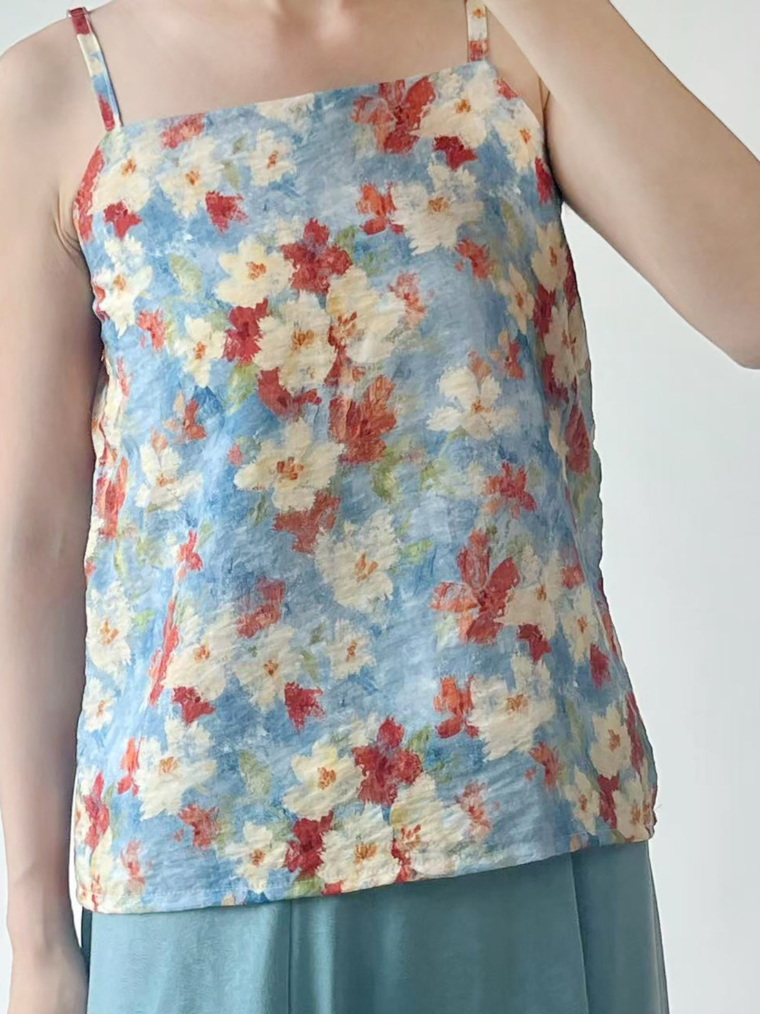 Anxiu Yingxiang [Oil Painting] Hanfu Song-Style Rayon Camisole, Curved Neckline, Daily & Commute, Pads Addable
