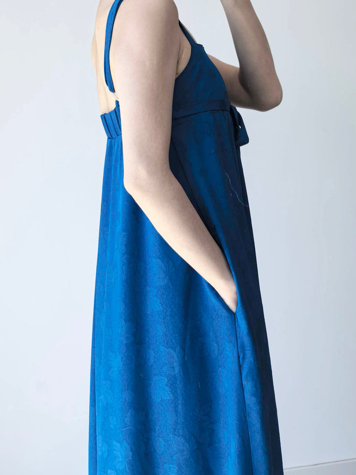 Original Hanfu Modified Camisole & Split Skirt w/ Pockets, Bra Pad Compatible (Blue)