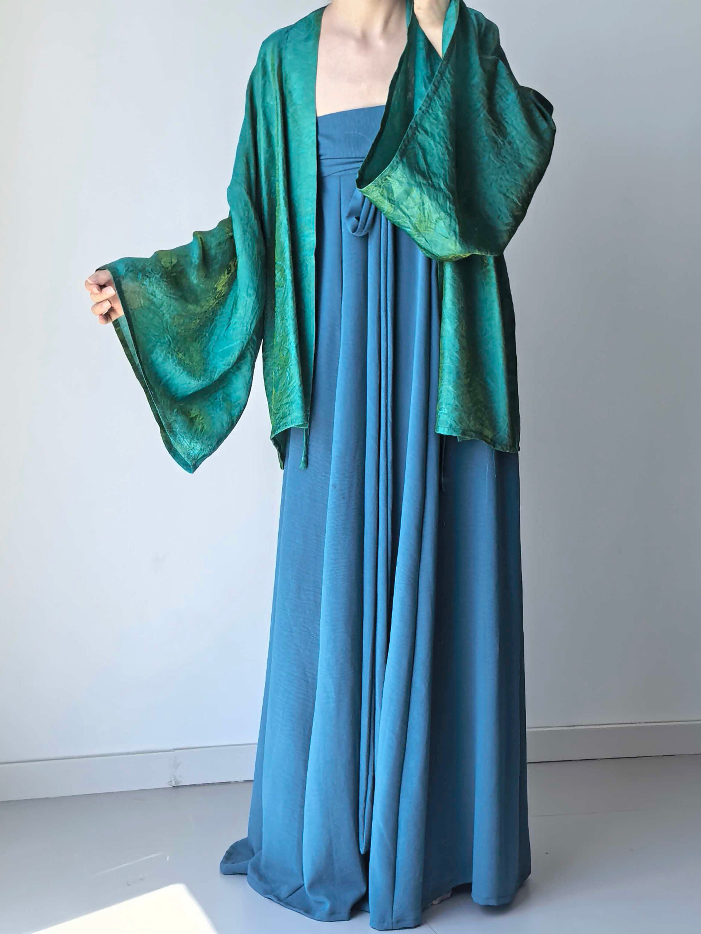 Anxiu Yingxiang [Yu Xia] Rayon Iridescent Modified N. Dynasty Pleated Dress, Daily Commute