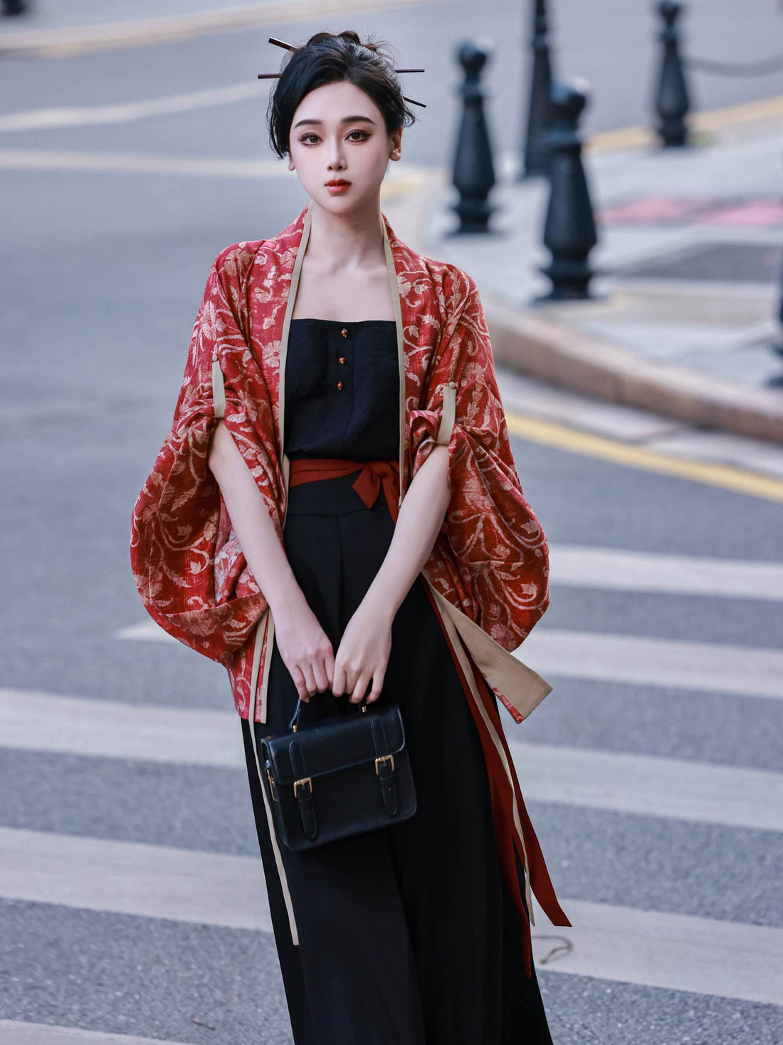 Nimeng Zhuque Original Pleated Top, Modified Song Pants & Camisole - Han Style Chinese Retro Casual Daily Spring-Autumn