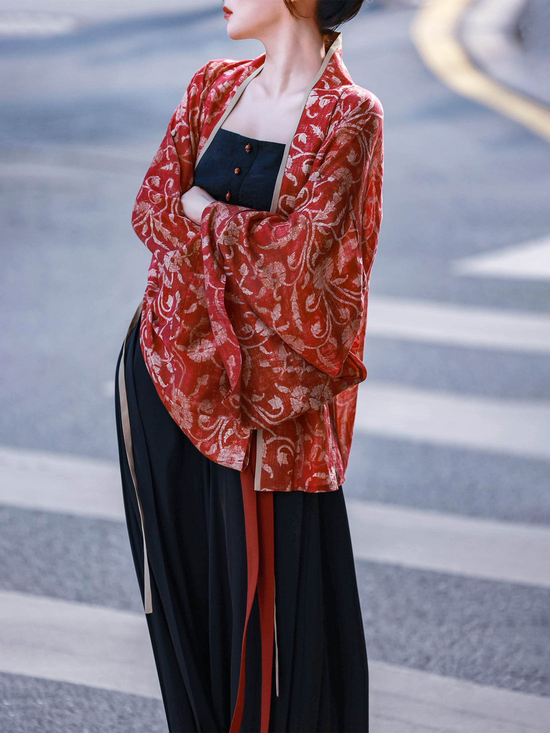 Nimeng Zhuque Original Pleated Top, Modified Song Pants & Camisole - Han Style Chinese Retro Casual Daily Spring-Autumn