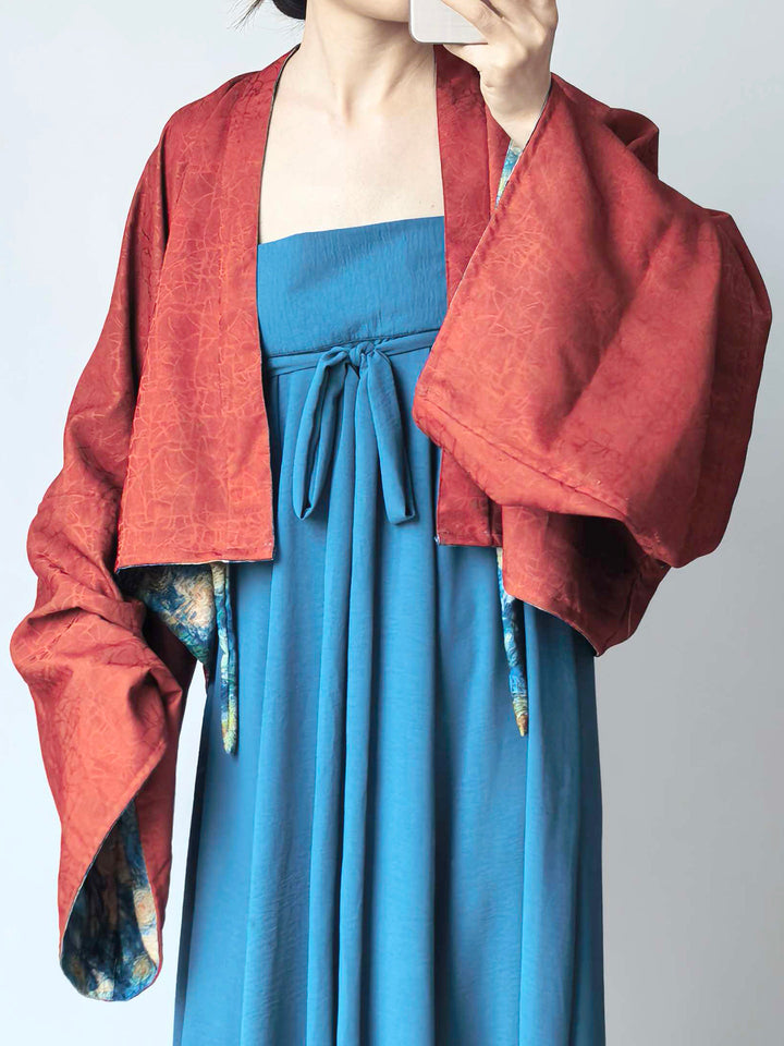 Dark Sleeve Fragrance [Starry Sky] Reversible Tang-style Short Top, Women's Daily Hanfu