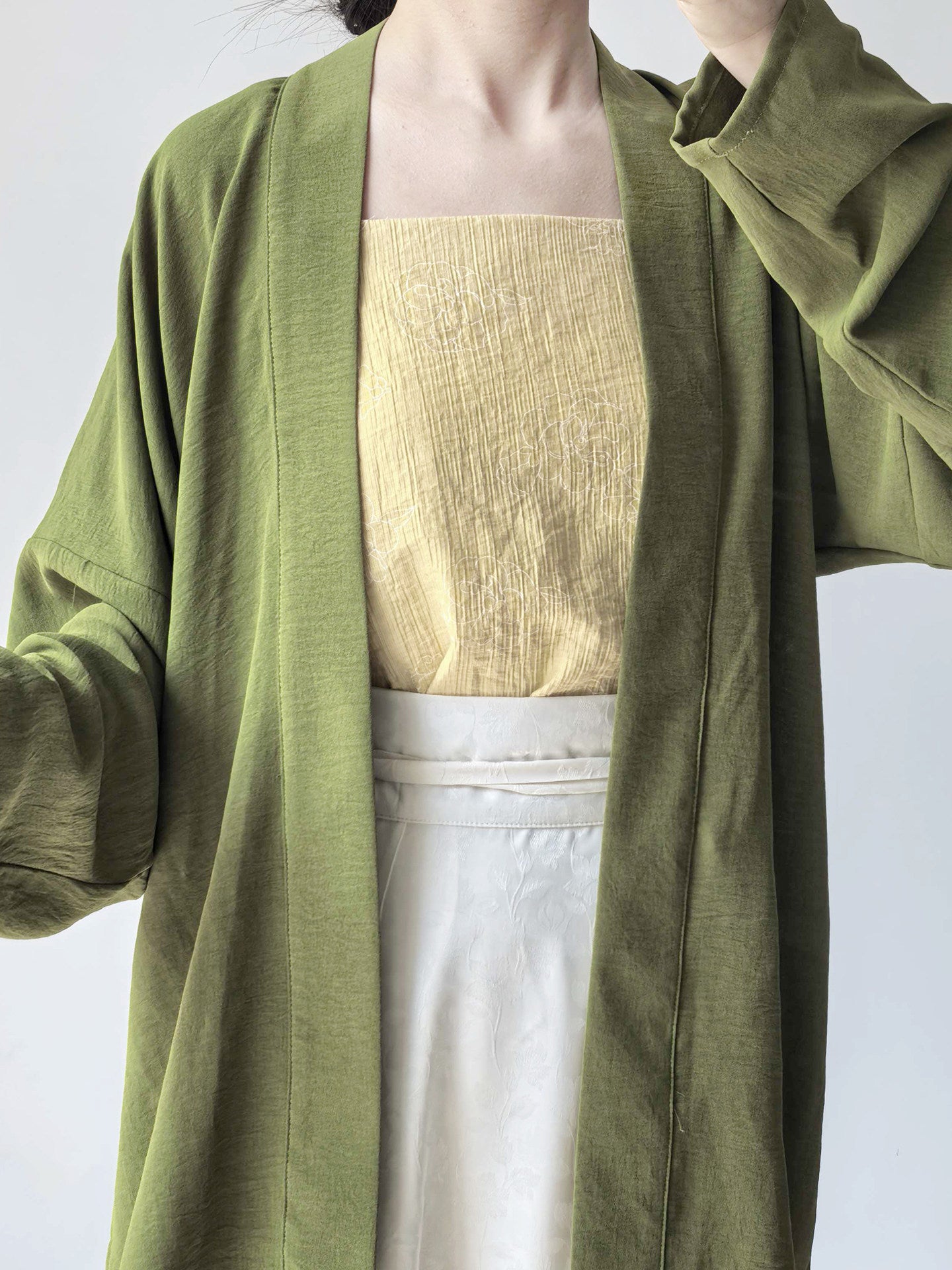 Anxiu Yingxiang [Avocado] Song-Style Plane Sleeve Top & Eight-Piece Skirt, Daily Commute