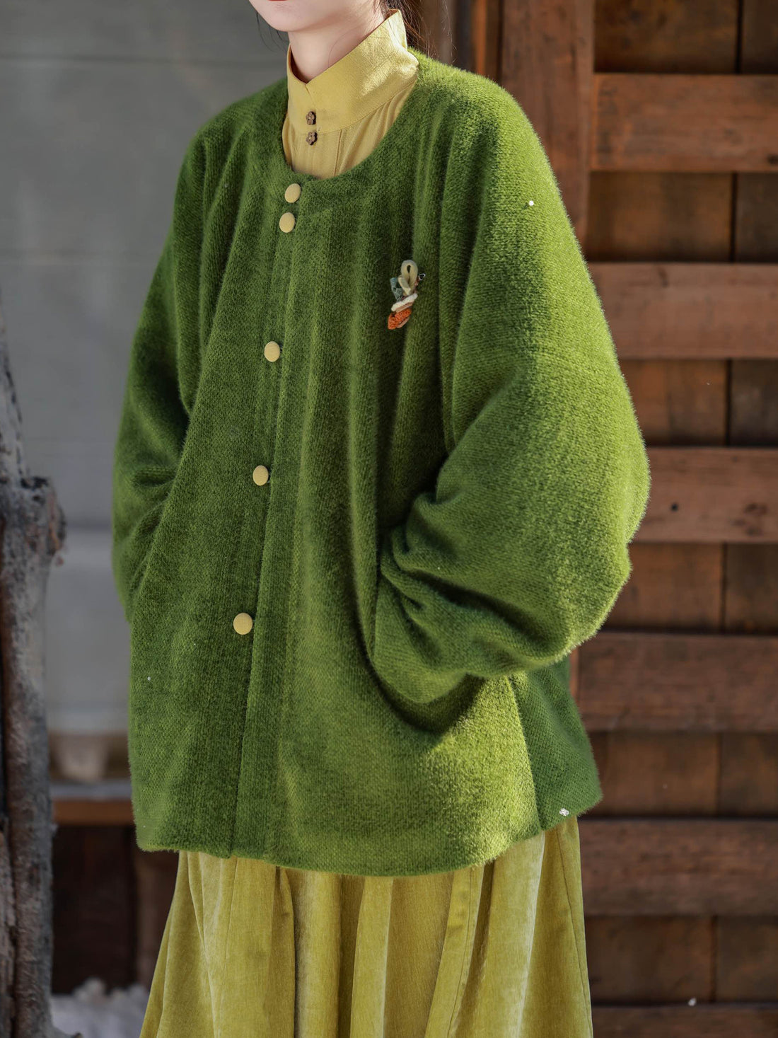 Nimeng [Chuheng] Original Ming Round-Collar Short Ao, Cotton-Linen Stand-Collar Shirt, Elastic Pocket 8-Panel Skirt, Autumn & Winter Hanfu