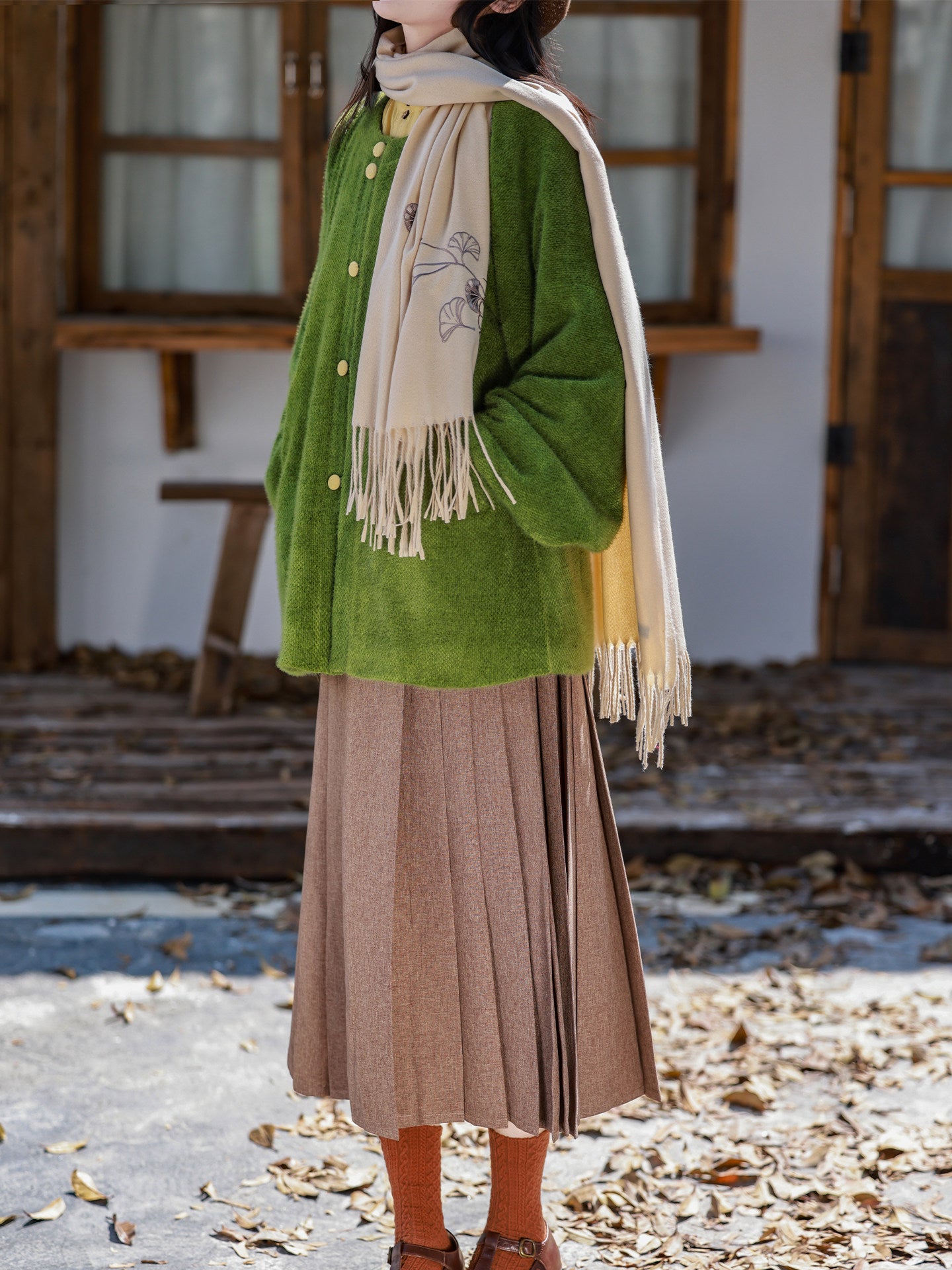 Nimeng [Chuheng] Original Ming Round-Collar Short Ao, Cotton-Linen Stand-Collar Shirt, Elastic Pocket 8-Panel Skirt, Autumn & Winter Hanfu