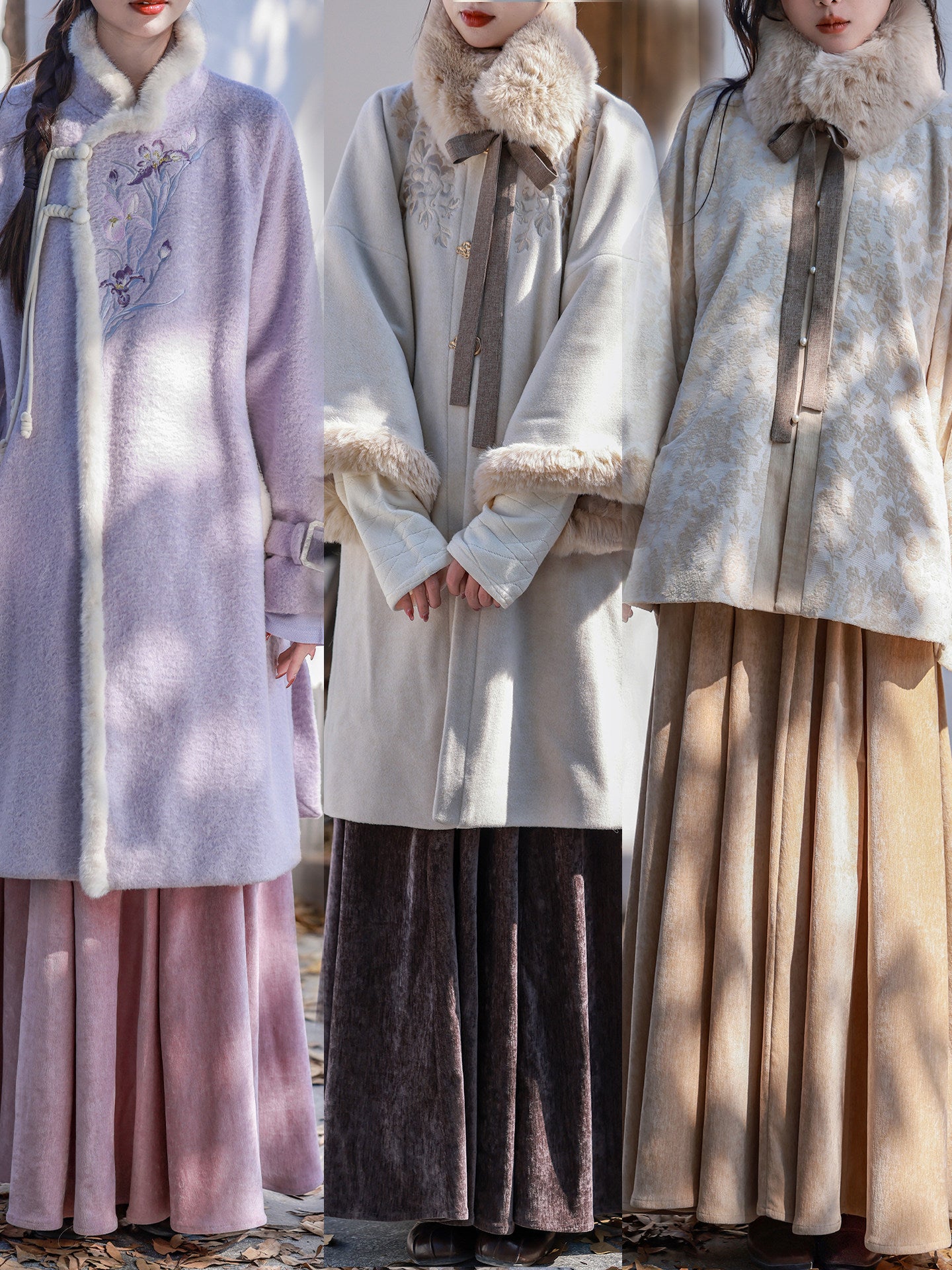 Nimeng [Early Winter] 4-Color Versatile Chenille Elastic Waist Pocket Mod 8-Panel Han-Style Skirt