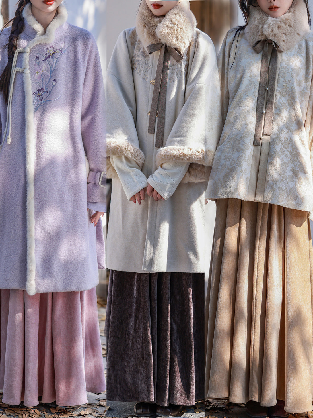 Nimeng [Early Winter] 4-Color Versatile Chenille Elastic Waist Pocket Mod 8-Panel Han-Style Skirt