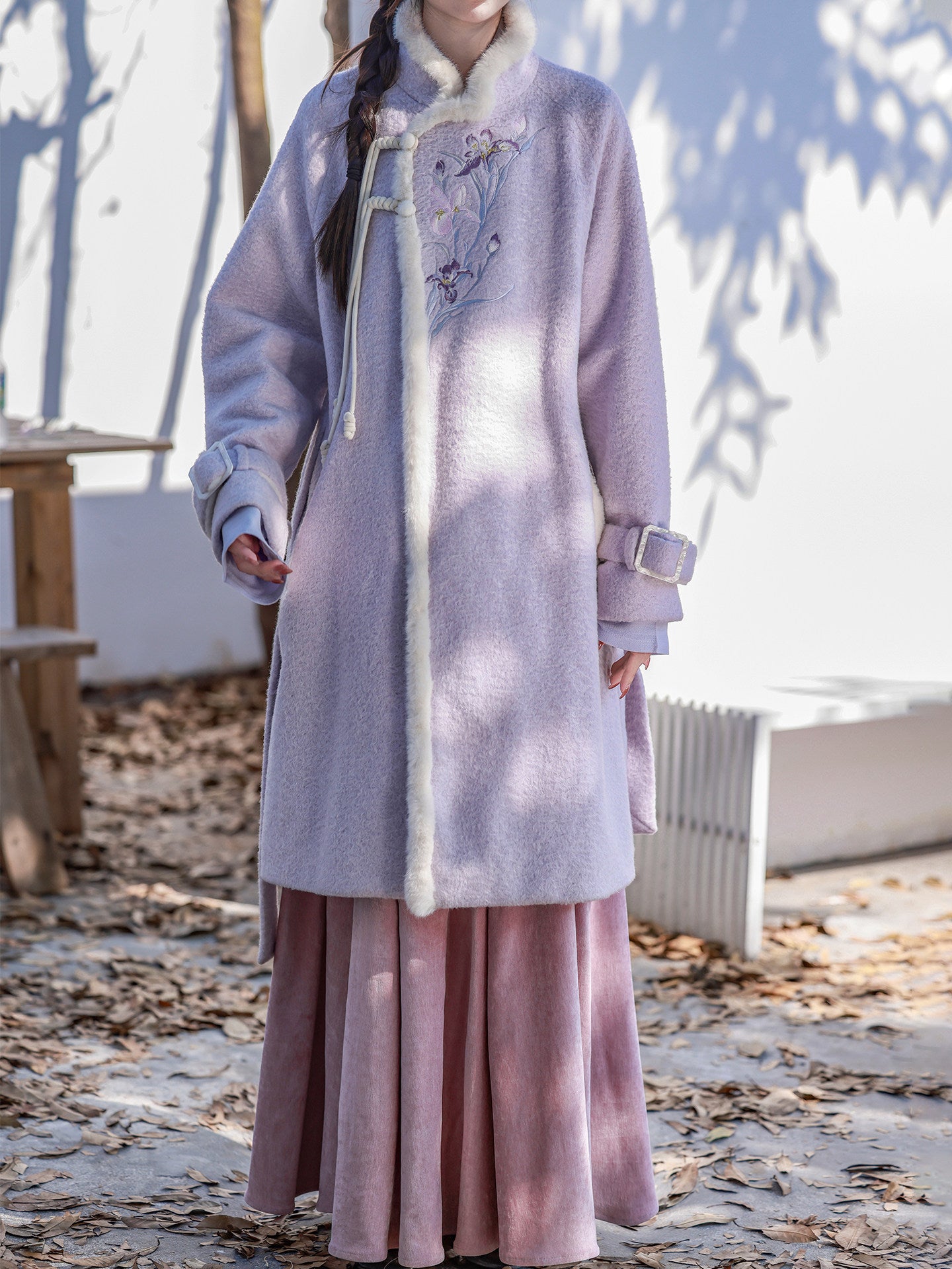 Nimeng [Early Winter] 4-Color Versatile Chenille Elastic Waist Pocket Mod 8-Panel Han-Style Skirt