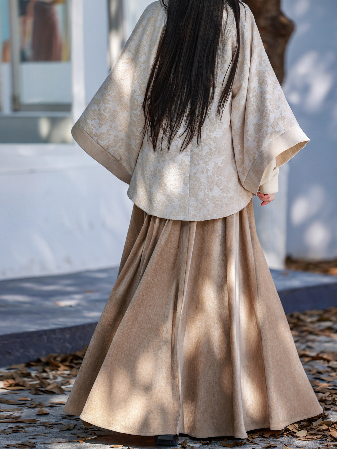 Nimeng [Early Winter] 4-Color Versatile Chenille Elastic Waist Pocket Mod 8-Panel Han-Style Skirt