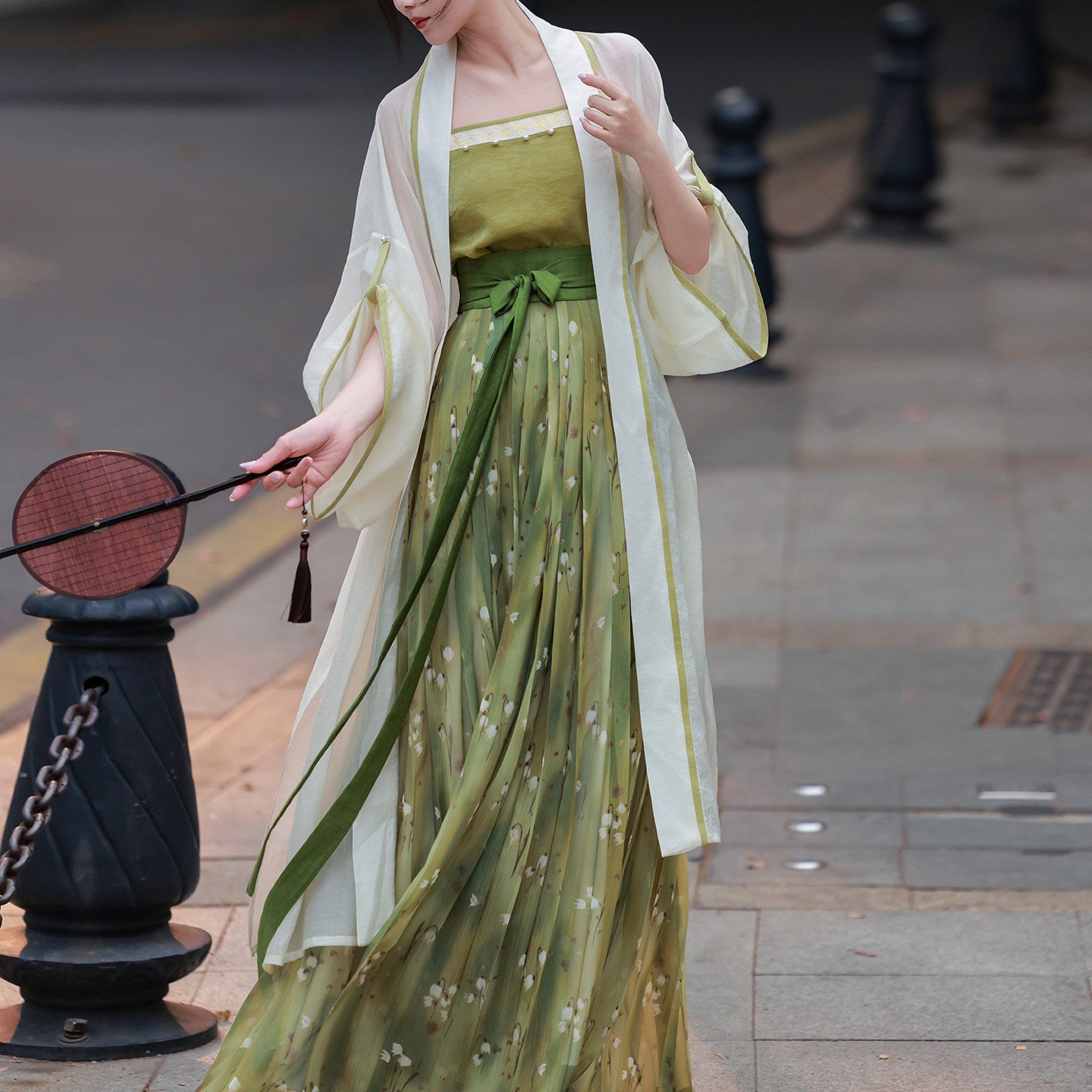 Dreamlike [Wizard of Oz] Original Song-style Daily Hanfu: Open-back Tencel Robe & Printed Pleated Skirt, Spring/Summer