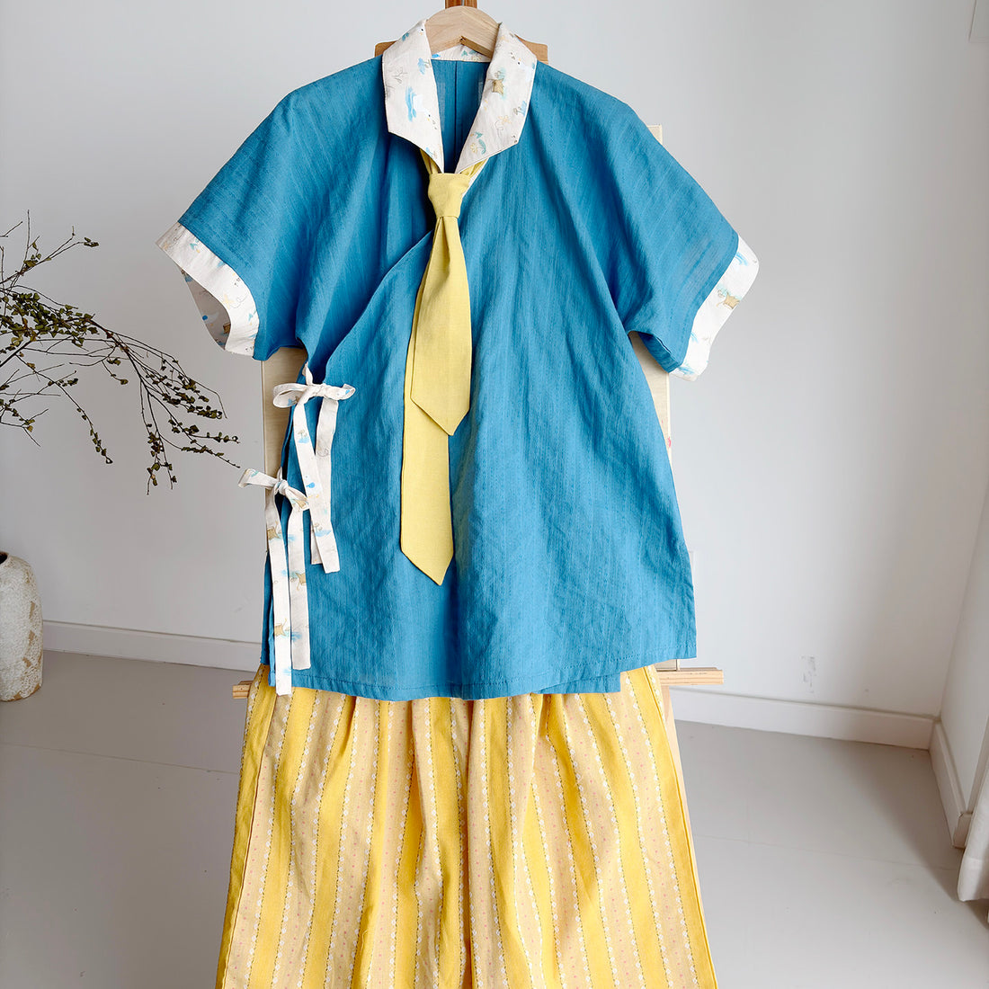 Dark Sleeve Fragrance [Green Pomelo Dye] Ming-style Modified Turn-down Collar Short Sleeve Hanfu Women Cotton Jacquard Breathable Daily Commute