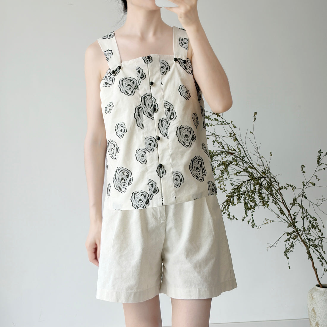 Dark Sleeve Fragrance Ming-Style Waist Hanfu, Cotton&Linen Breathable Daily Tank Top