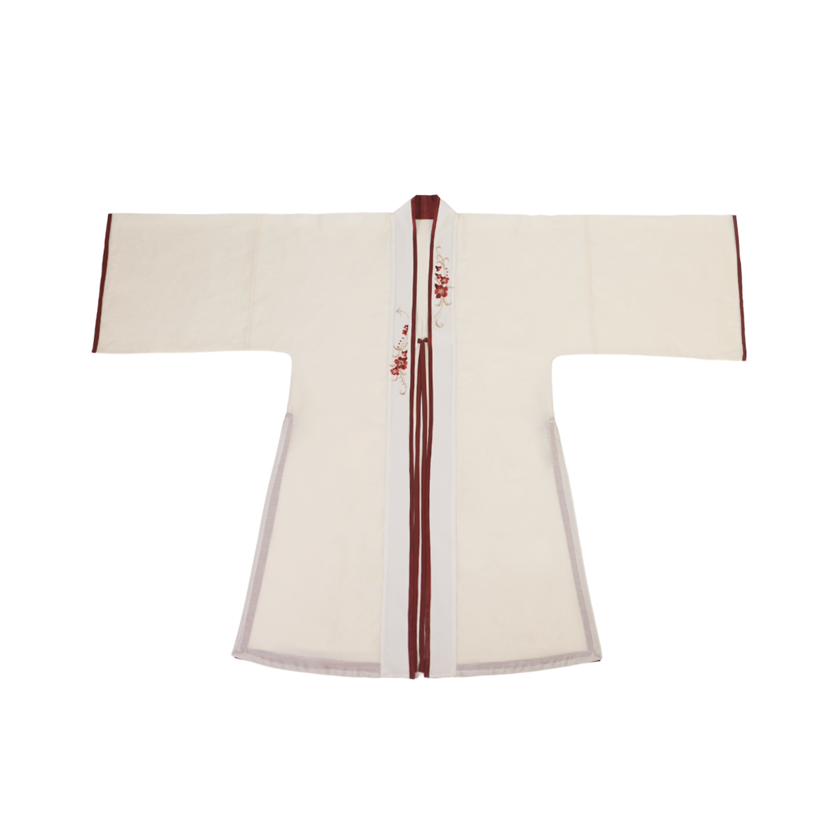 Nimeng Chiyu Zhan Original Modified Hanfu Song-style Long Robe & Pleated Skirt Set - Dark Red, Daily Commute, Morning Robe, Wedding Toast Dress