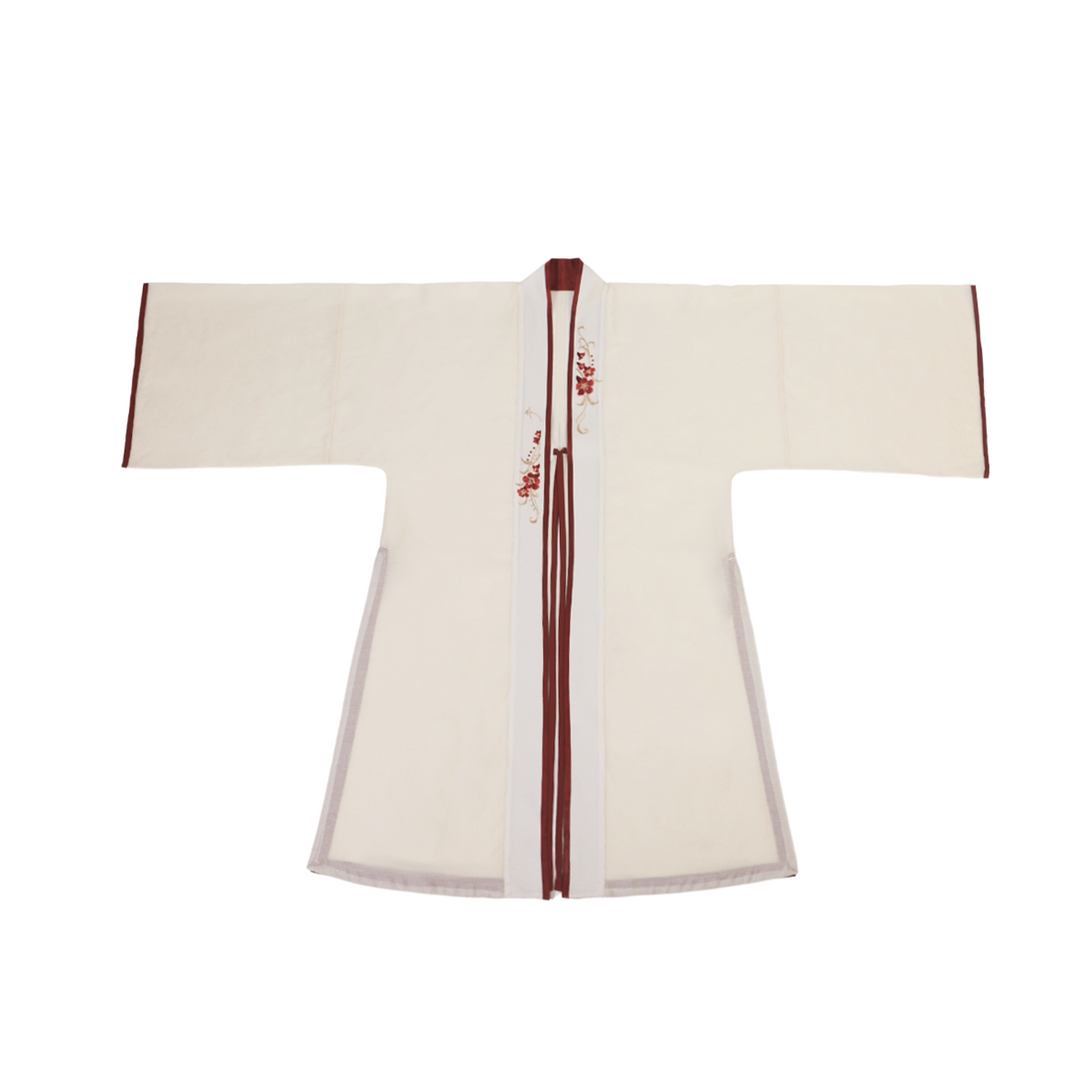 Nimeng Chiyu Zhan Original Modified Hanfu Song-style Long Robe & Pleated Skirt Set - Dark Red, Daily Commute, Morning Robe, Wedding Toast Dress
