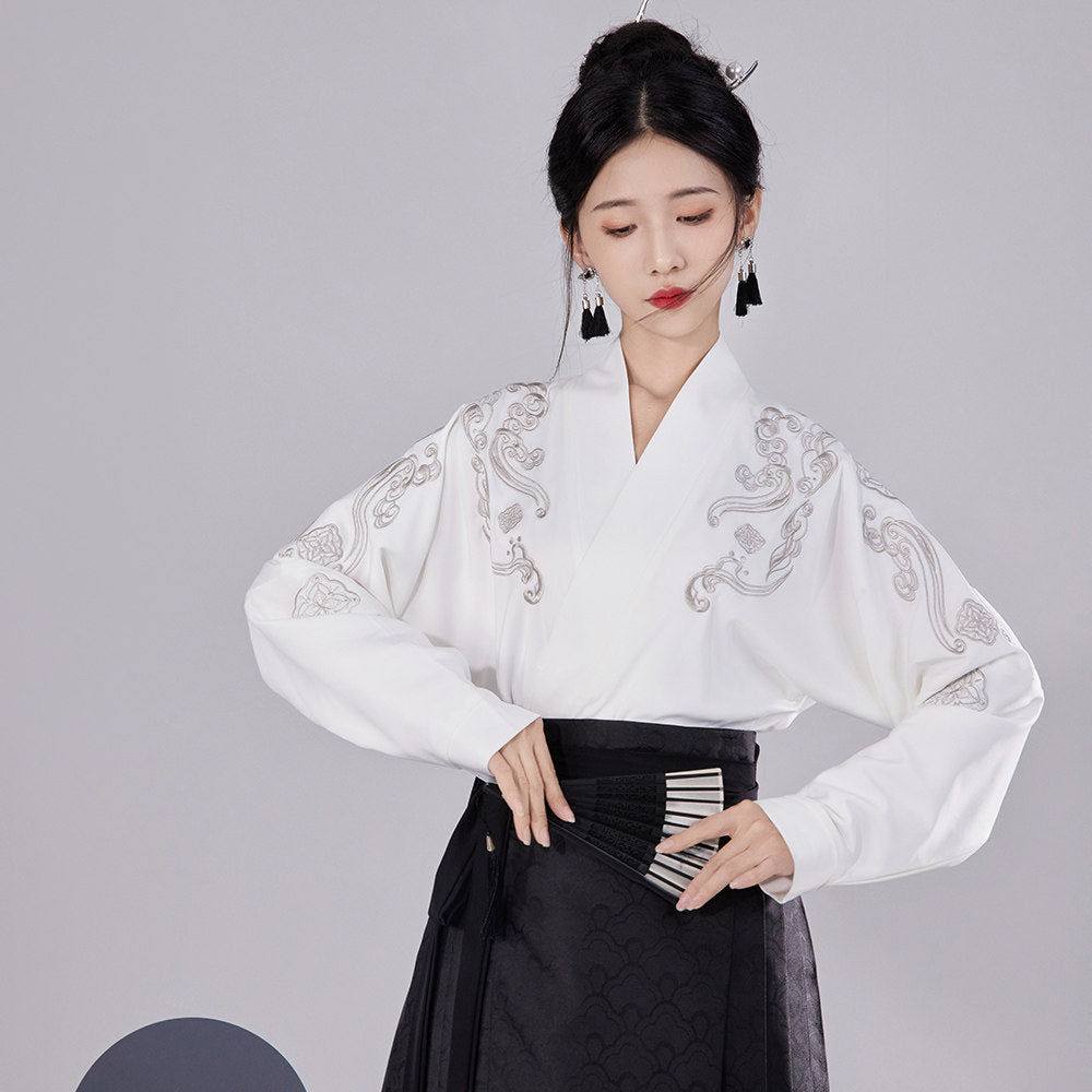 Original Luodian & Silver Thread New Chinese Mamianqun Skirt Set, Daily Commute Ming Hanfu