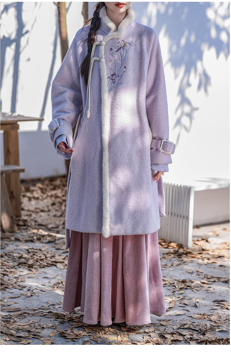 Nimeng [Early Winter] 4-Color Versatile Chenille Elastic Waist Pocket Mod 8-Panel Han-Style Skirt