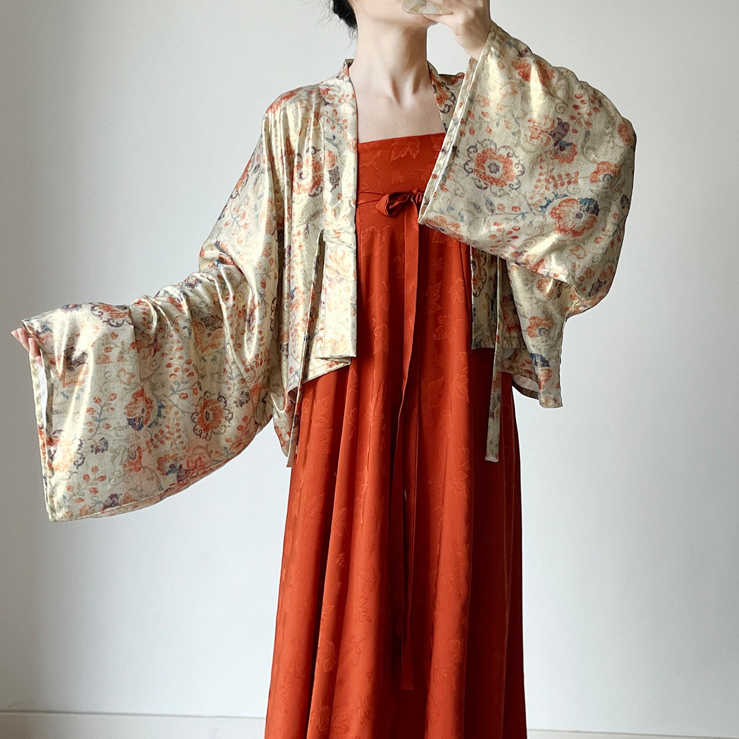 Anxiu Yingxiang Dunhuang Famen Temple Women's Tang-Style Short Top & Modified Camisole Ba Po Skirt Set Casual Wear