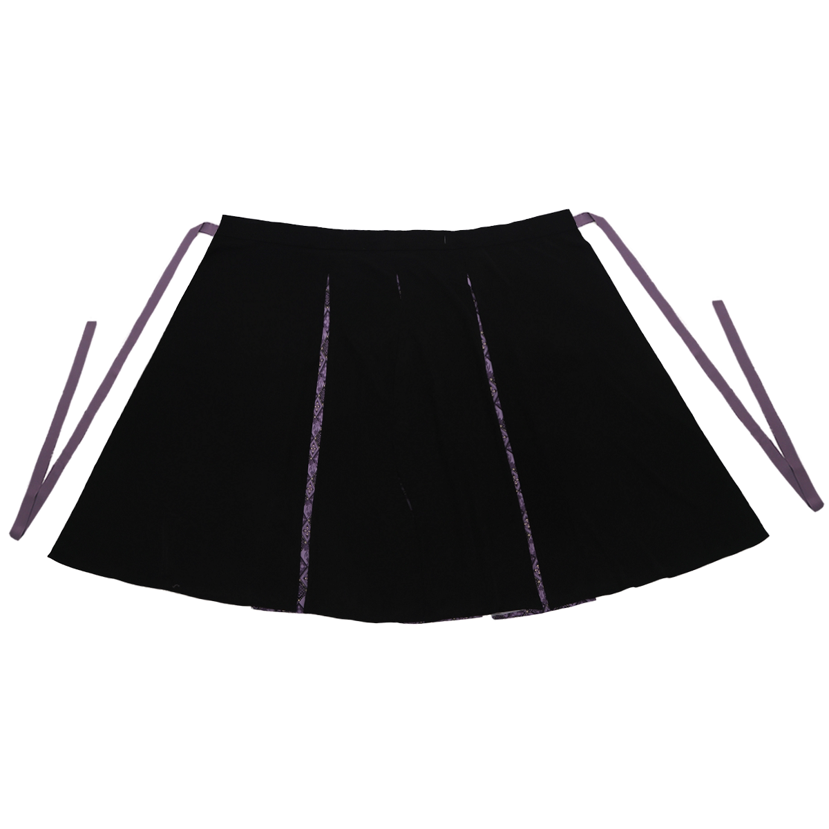 Lily Card Nimeng Original Song-style Cross-collar Long Coat & Spin Skirt, Modified 3-pleat Skirt, Black & Purple Embroidery, Spring-Autumn Contrast