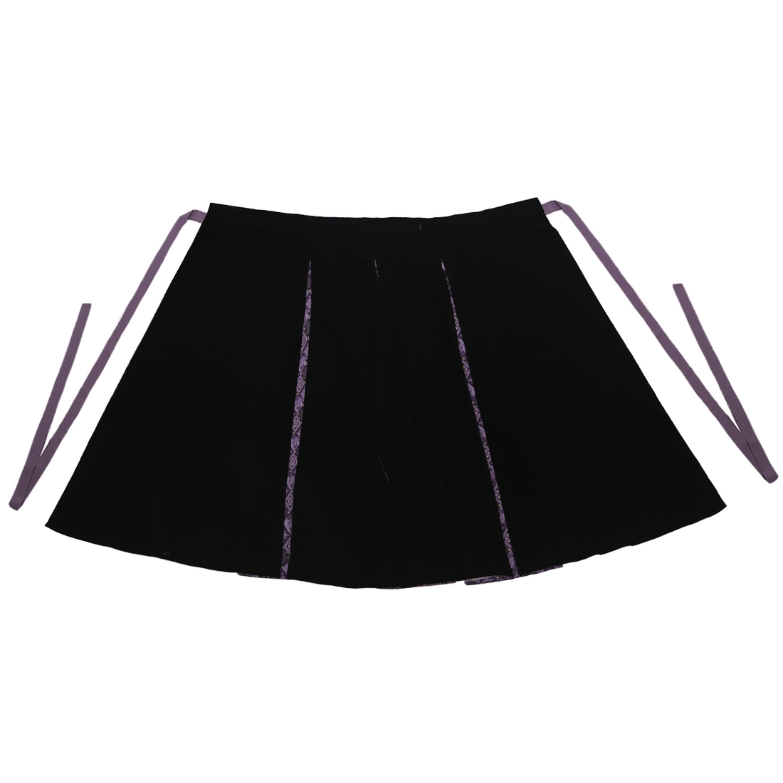 Lily Card Nimeng Original Song-style Cross-collar Long Coat & Spin Skirt, Modified 3-pleat Skirt, Black & Purple Embroidery, Spring-Autumn Contrast