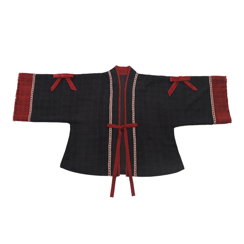 Dream Serenade Original Chinese-Inspired Vest Skirt Cardigan, Fall/Winter Lace Layering Piece, Chic Tweed Style