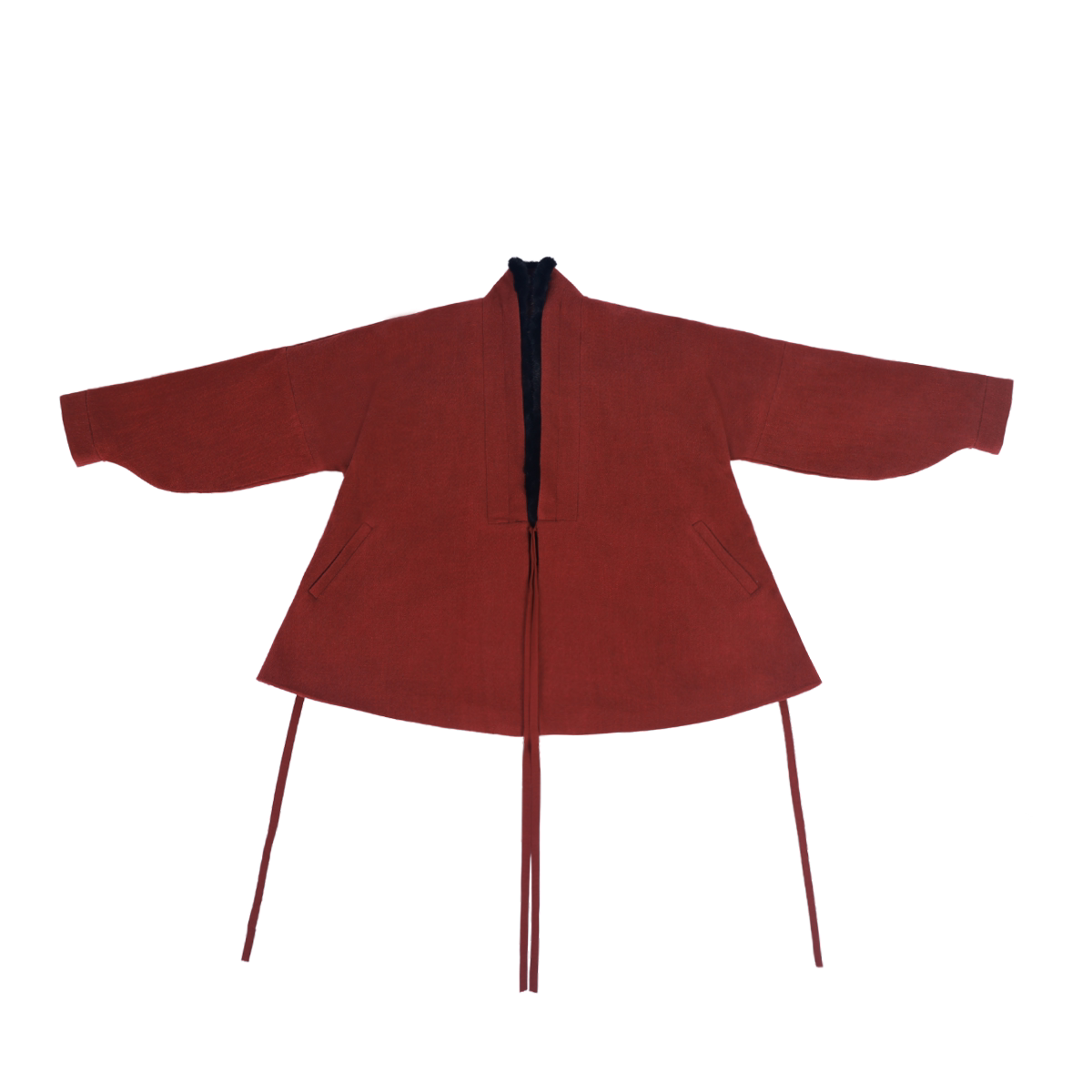 Nimeng Guofeng "Love Letter" Original Ming-Style Hanfu with Mink Fur-Trimmed Cross-Collar Airplane-Sleeve Top & Paneled Skirt Fall&Winter Daily Wear