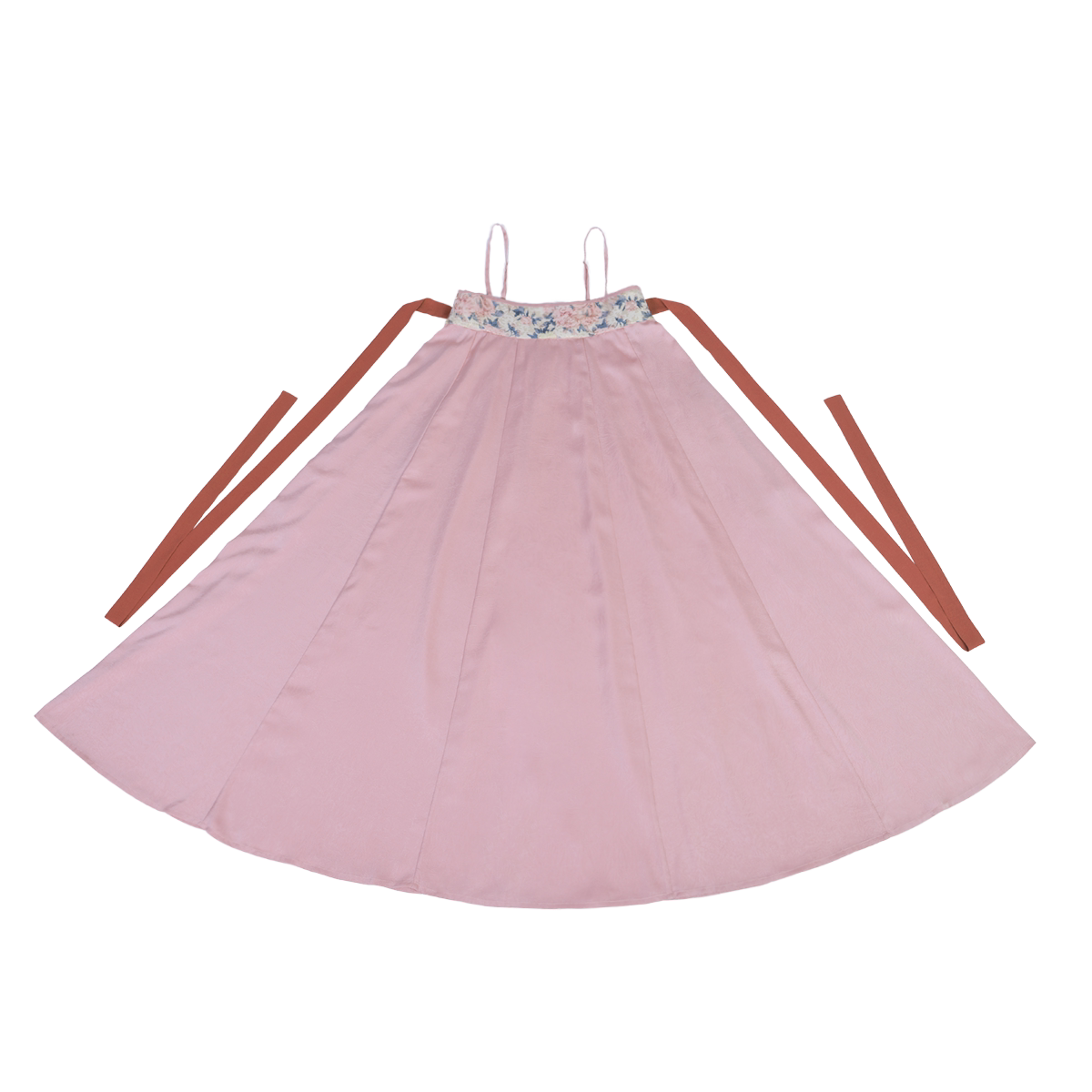 Nimeng Manchunjiao Original Tang-Style Han Qixiong Dress w/ Elastic Pockets, Light Spring Pink Chinese Slip