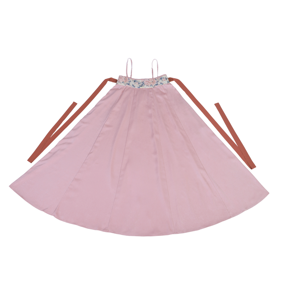 Nimeng Manchunjiao Original Tang-Style Han Qixiong Dress w/ Elastic Pockets, Light Spring Pink Chinese Slip