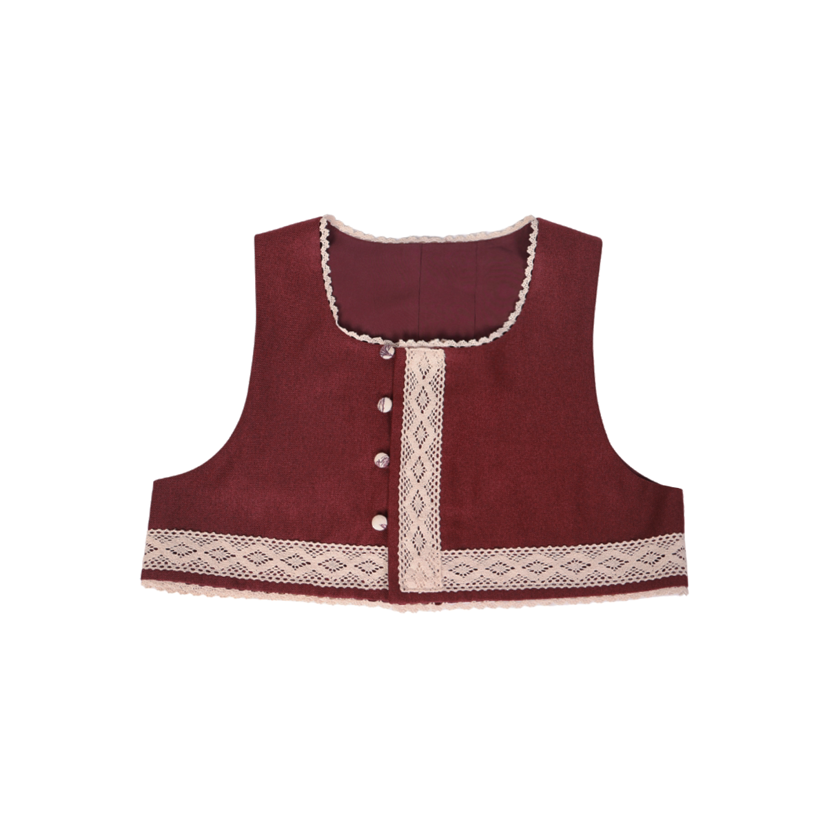 Nimeng Mulan Original Han-style Round Neck Top, Vest & Split Skirt, Fall/Winter, Vintage Wine Red, Daily Commute Women's