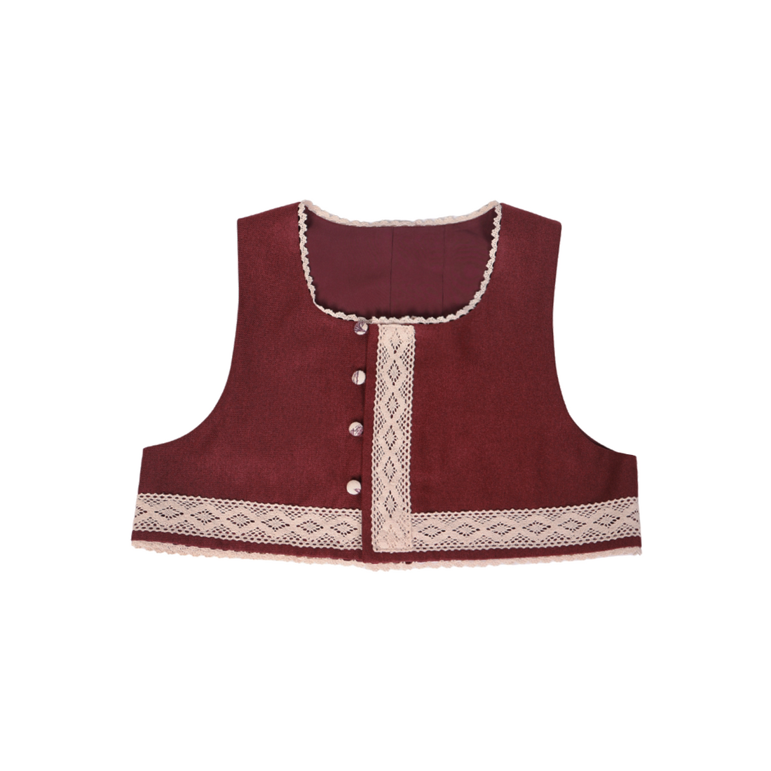 Nimeng Mulan Original Han-style Round Neck Top, Vest & Split Skirt, Fall/Winter, Vintage Wine Red, Daily Commute Women's