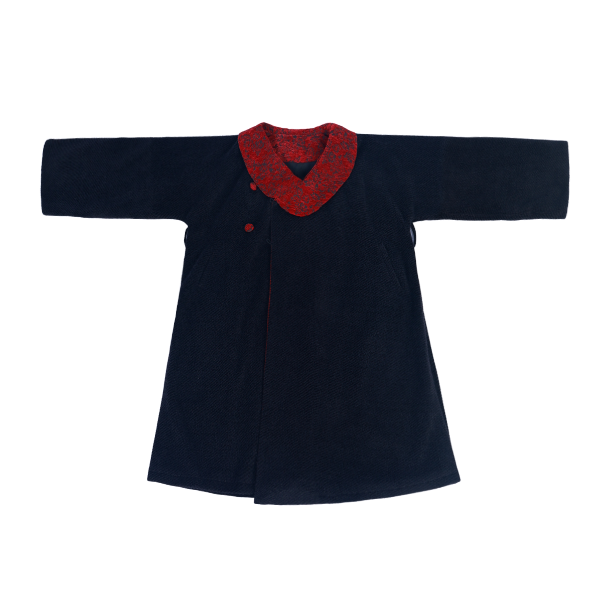 Dream-Inspired Chinese Style [Gryffindor] Original-Inspired Tang Jacket with Pockets, Thickened Black & Red Coat for Daily Fall & Winter Wear
