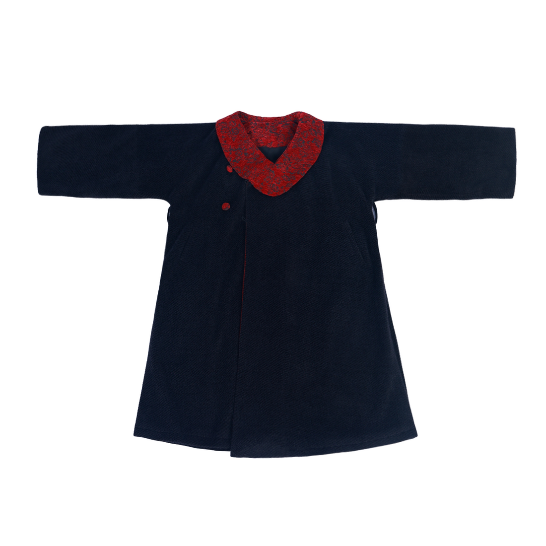 Dream-Inspired Chinese Style [Gryffindor] Original-Inspired Tang Jacket with Pockets, Thickened Black & Red Coat for Daily Fall & Winter Wear