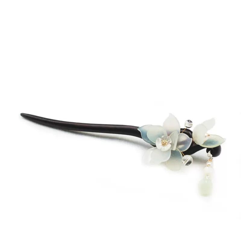 Ebony Handmade Jade Hairpin Flower|Bu Yao(步摇)han fu Chinese han fu hanfu male tang dynasty clothes chinese hanfu tang dynasty outfits traditiona hanfu dress chinese hanfu chinese style dress dress fashion cheongsam dress q