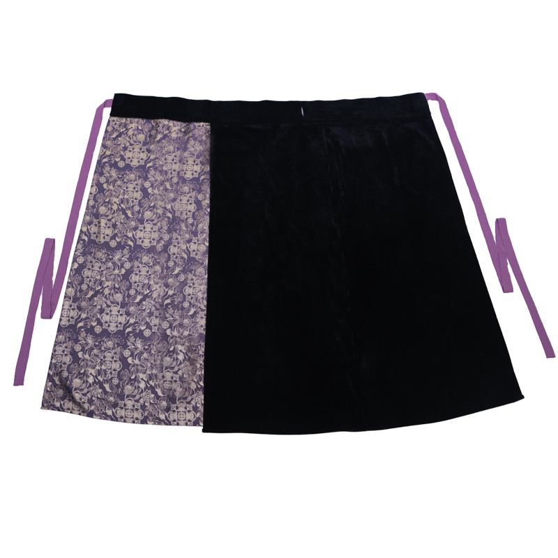 Dreamlike Dusk Mountain Purple Original Hanfu Song-Style Batwing Sleeve Wrap Skirt, Spring/Fall Chenille Embroidery & Gold Brocade, Elegant Everyday Wear