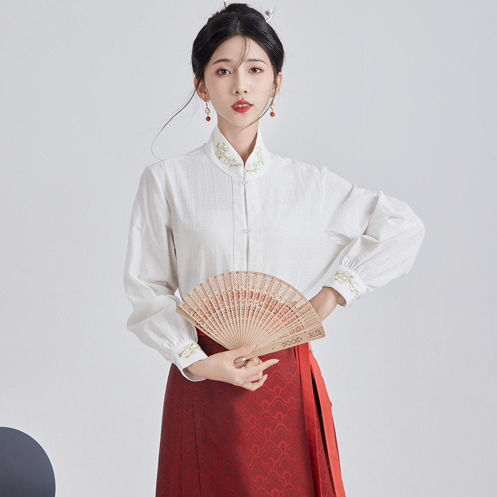 Original Luodian & Silver Thread New Chinese Mamianqun Skirt Set, Daily Commute Ming Hanfu