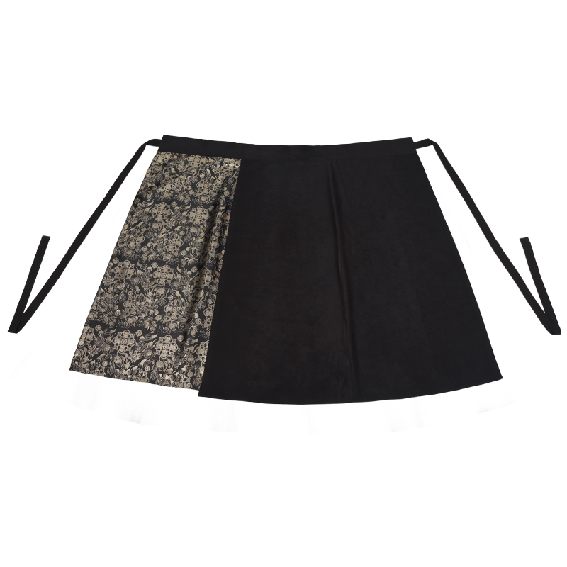 Dreamy Floral Black Swirl Skirt Set, Song Dynasty Han-Inspired Embroidery & Gold Brocade, Elegant Rich-Girl Style, Petite-Friendly Height-Enhancing Silhouette