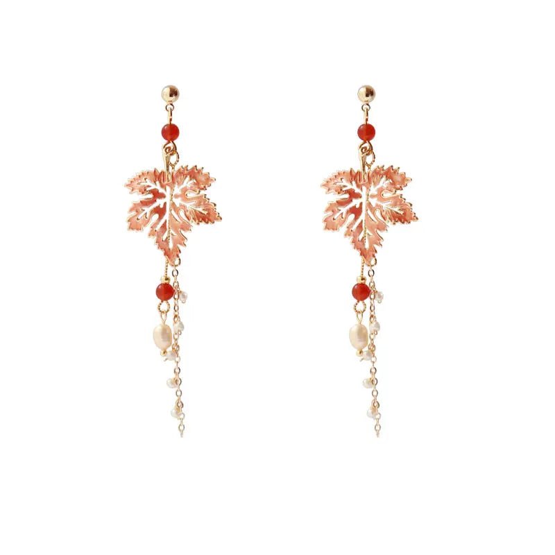 Gradual Staining Of Maple Leaves|Hanfu Matching Earringshan fu Chinese han fu hanfu male tang dynasty clothes chinese hanfu tang dynasty outfits traditiona hanfu dress chinese hanfu chinese style dress dress fashion cheongsam dress q