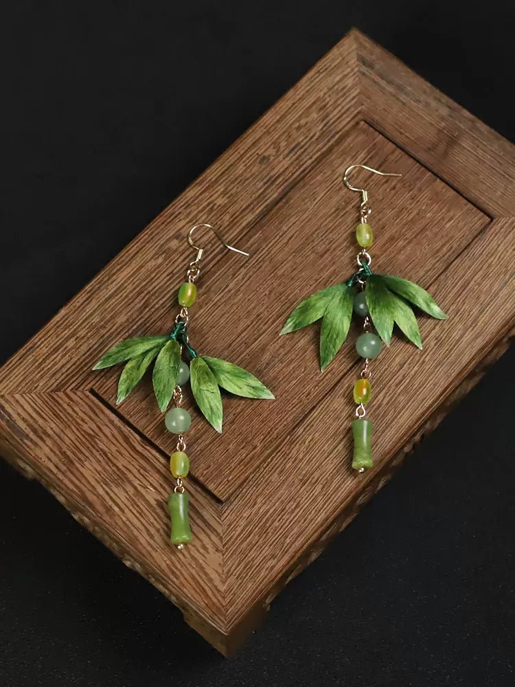 Green Bamboo Leaf|Hanfu Matching Earrings - Hanrong hanfu chinese traditional clothes newmoondance nuwahanfu fashionhanfu newfanfu hanfustory Green Bamboo Leaf|Hanfu Matching Earrings - Hanrong hanfu chinese traditional clothes newmoondance nuwahanfu fashionhanfu newfanfu hanfustory