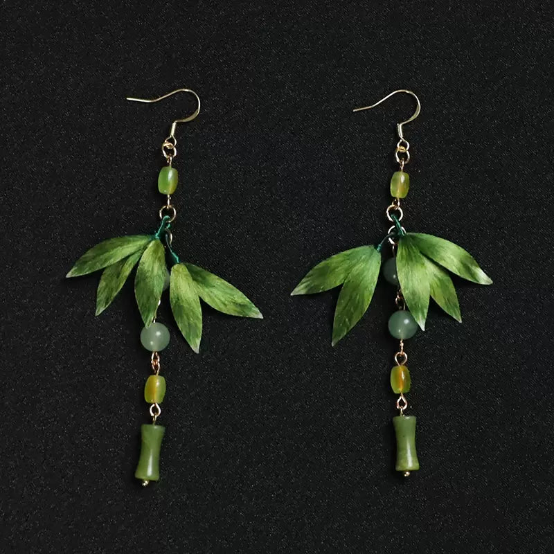 Green Bamboo Leaf|Hanfu Matching Earrings - Hanrong hanfu chinese traditional clothes newmoondance nuwahanfu fashionhanfu newfanfu hanfustory Green Bamboo Leaf|Hanfu Matching Earrings - Hanrong hanfu chinese traditional clothes newmoondance nuwahanfu fashionhanfu newfanfu hanfustory