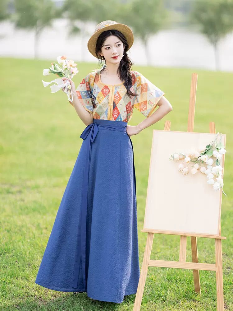 short hanfu dress Girls Chiffon Short Sleeve Hanfu Embroidery Chinese Mermaid Tang Costume Fairy