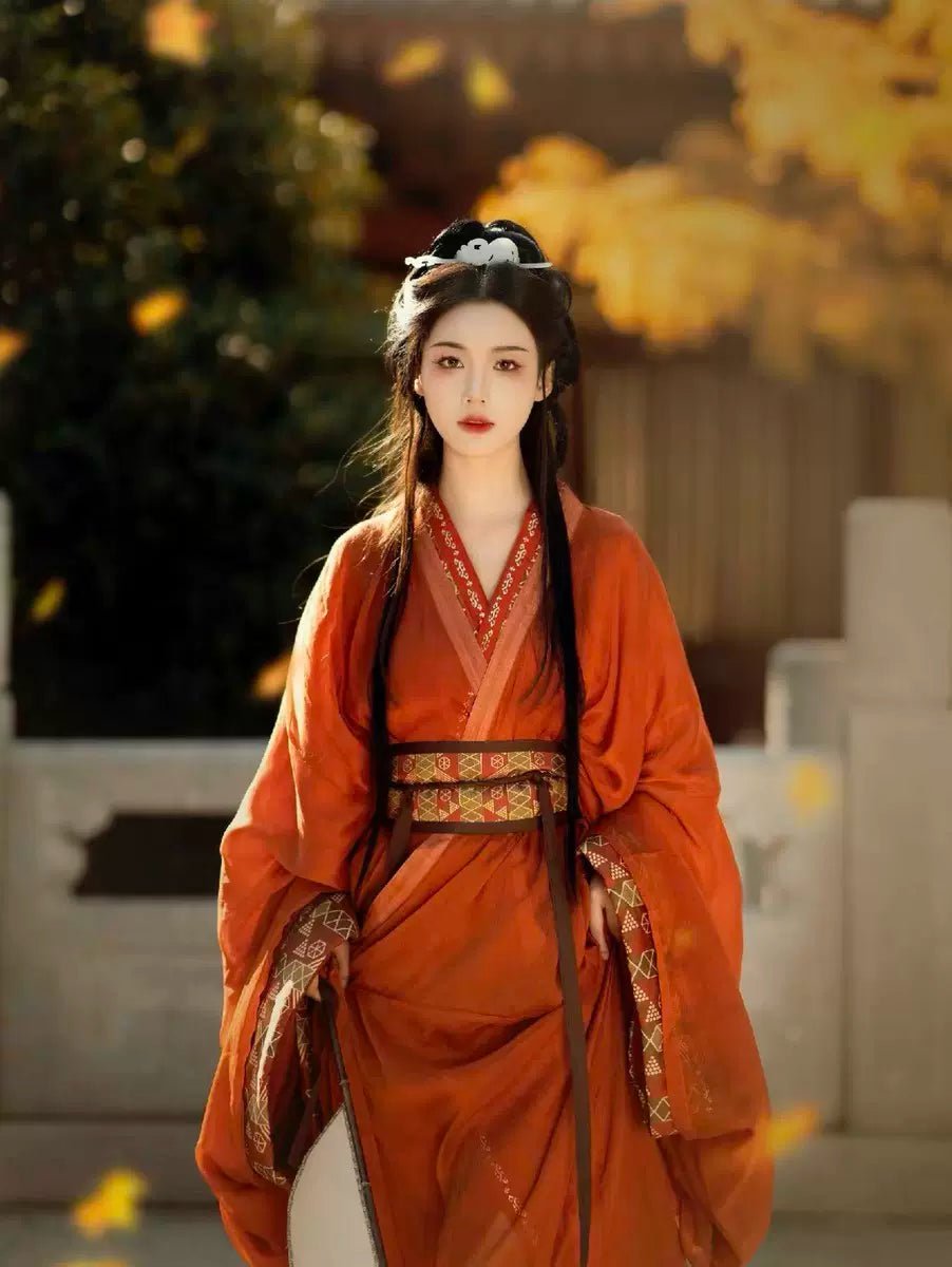 orange chinese dress Children Hanfu Costume Tang Dress for Girls Classic Ruqun Style
