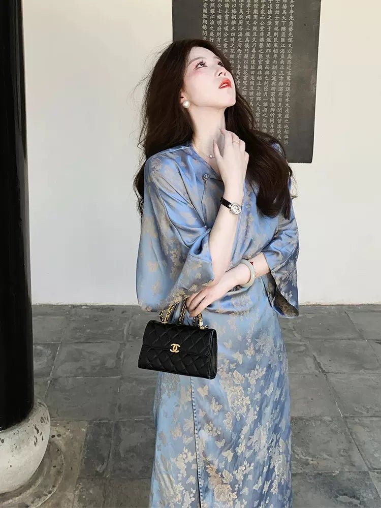 【Hanfu】Blossoms of Silk Elegance | Cheongsam/Qipaohan fu Chinese han fu hanfu male tang dynasty clothes chinese hanfu tang dynasty outfits traditiona hanfu dress chinese hanfu chinese style dress dress fashion cheongsam dress q