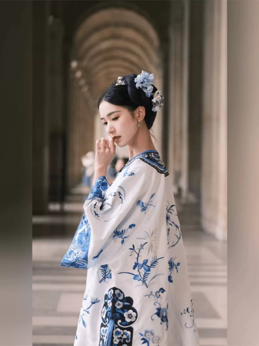 【Hanfu】Cerulean Blossom Serenade | Qing Style Hanfuhan fu Chinese han fu hanfu male tang dynasty clothes chinese hanfu tang dynasty outfits traditiona hanfu dress chinese hanfu chinese style dress dress fashion cheongsam dress q