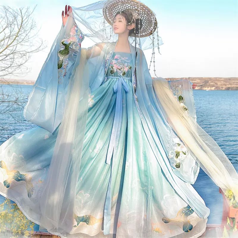 【Hanfu】Colorful Lotus|Tang Chest - Length skirthan fu Chinese han fu hanfu male tang dynasty clothes chinese hanfu tang dynasty outfits traditiona hanfu dress chinese hanfu chinese style dress dress fashion cheongsam dress q