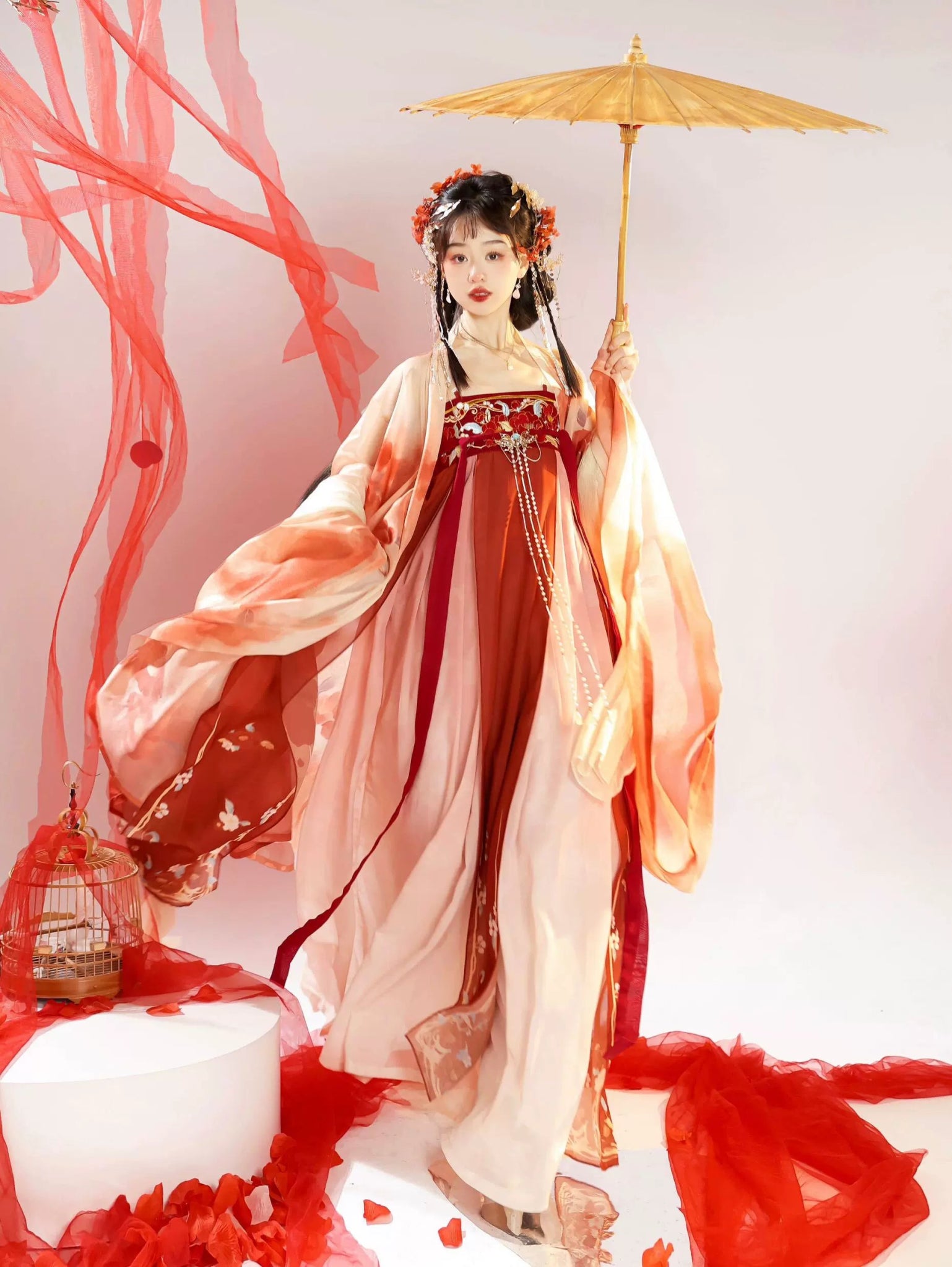 【Hanfu】Dyed Spring Begonias|Tang Chest - Length skirthan fu Chinese han fu hanfu male tang dynasty clothes chinese hanfu tang dynasty outfits traditiona hanfu dress chinese hanfu chinese style dress dress fashion cheongsam dress q