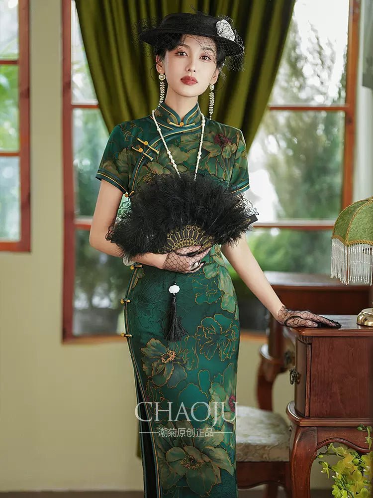 HanfuEmerald Elegance Bloom | Cheongsam/Qipao - Hanrong hanfu chinese traditional clothes newmoondance nuwahanfu fashionhanfu newfanfu hanfustory HanfuEmerald Elegance Bloom | Cheongsam/Qipao - Hanrong hanfu chinese traditional clothes newmoondance nuwahanfu fashionhanfu newfanfu hanfustory