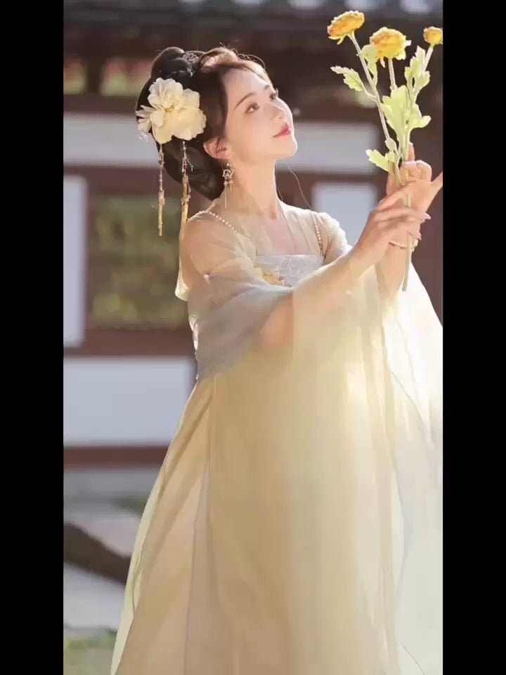 【Hanfu】Green lemon and goldenlemon|Wei&Jin Big - sleeved shirt and skirthan fu Chinese han fu hanfu male tang dynasty clothes chinese hanfu tang dynasty outfits traditiona hanfu dress chinese hanfu chinese style dress dress fashion cheongsam dress q