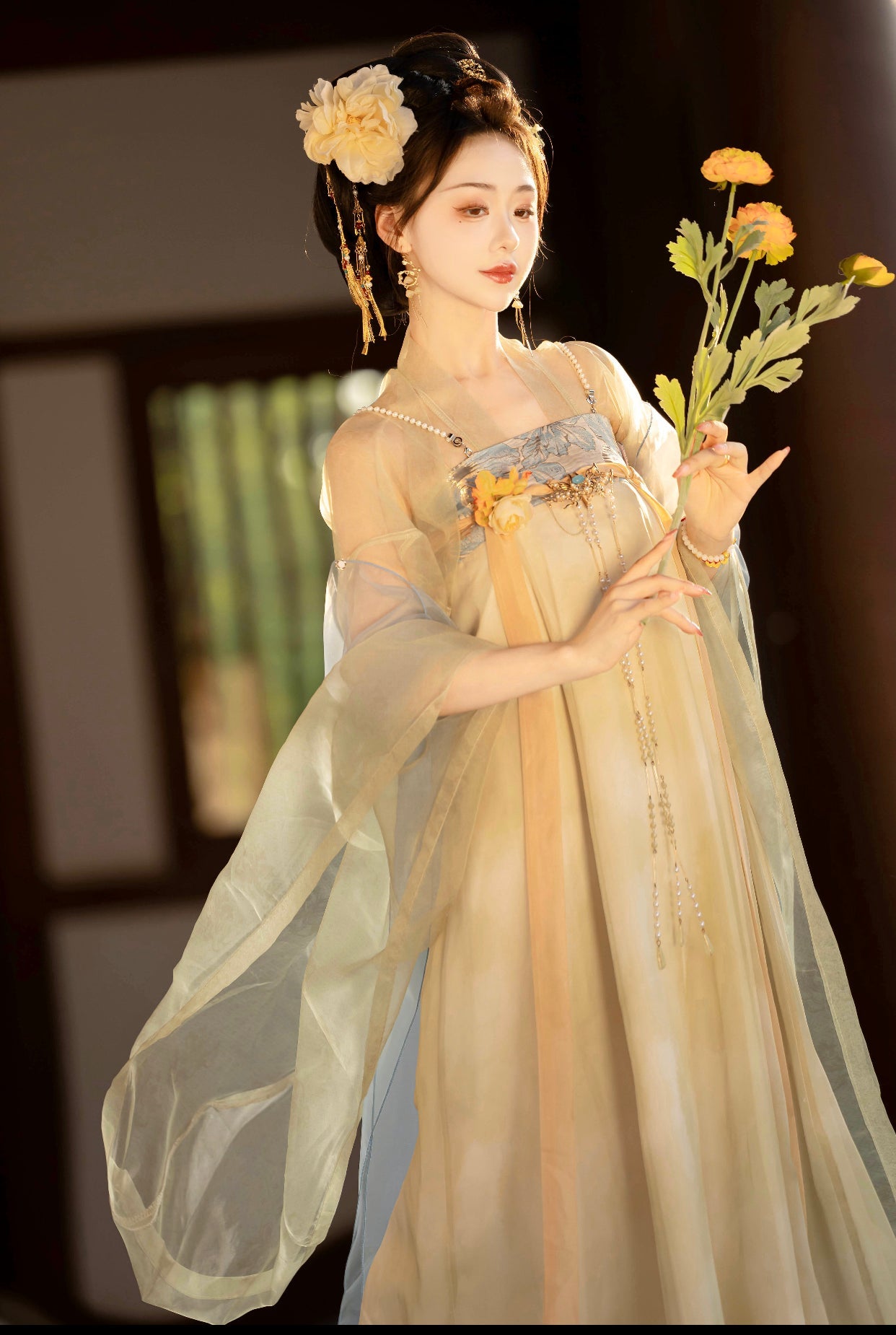 【Hanfu】Green lemon and goldenlemon|Wei&Jin Big - sleeved shirt and skirthan fu Chinese han fu hanfu male tang dynasty clothes chinese hanfu tang dynasty outfits traditiona hanfu dress chinese hanfu chinese style dress dress fashion cheongsam dress q