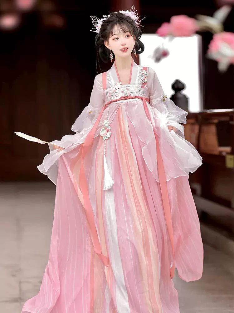 HanfuLittle Sweet Rabbit|Song dress - Hanrong hanfu chinese traditional clothes newmoondance nuwahanfu fashionhanfu newfanfu hanfustory pink(top + HanfuLittle Sweet Rabbit|Song dress - Hanrong hanfu chinese traditional clothes newmoondance nuwahanfu fashionhanfu newfanfu hanfustory pink(top +