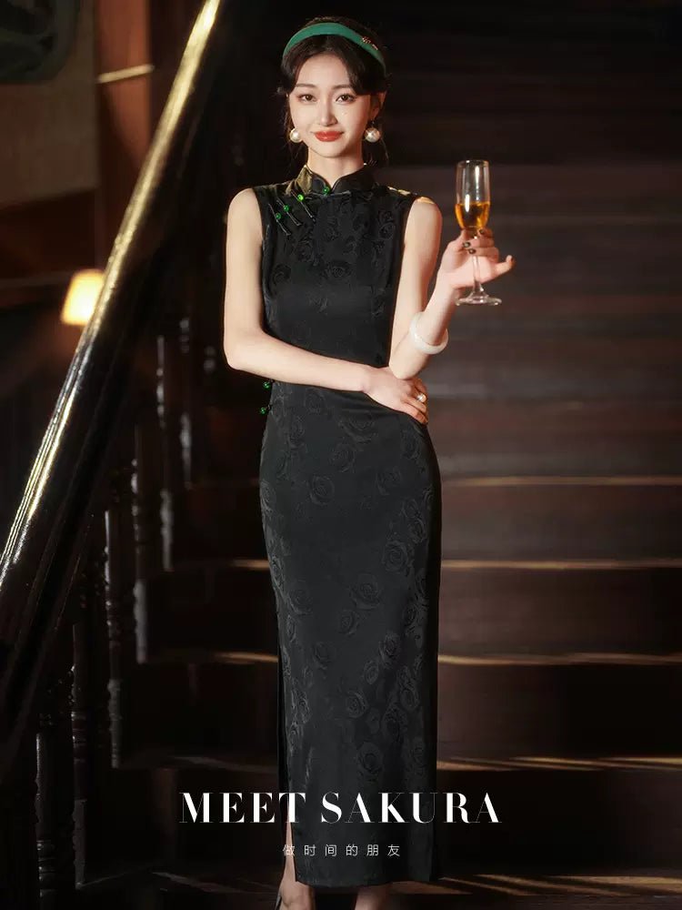 【Hanfu】Midnight Elegance Bloom | Cheongsam/Qipaohan fu Chinese han fu hanfu male tang dynasty clothes chinese hanfu tang dynasty outfits traditiona hanfu dress chinese hanfu chinese style dress dress fashion cheongsam dress q