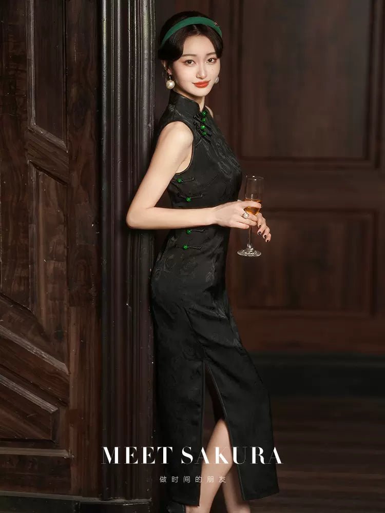 【Hanfu】Midnight Elegance Bloom | Cheongsam/Qipaohan fu Chinese han fu hanfu male tang dynasty clothes chinese hanfu tang dynasty outfits traditiona hanfu dress chinese hanfu chinese style dress dress fashion cheongsam dress q